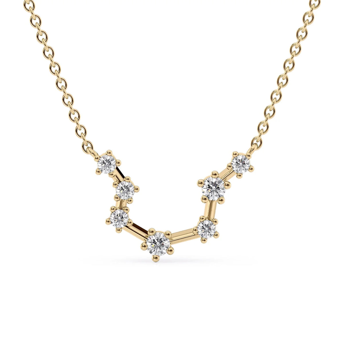 0.19 CT Round Leaf Pendant Lab Grown Diamond Necklace in Solid Gold
