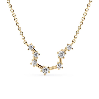 0.19 CT Round Leaf Pendant Lab Grown Diamond Necklace in Solid Gold