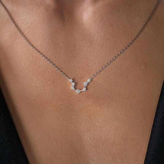 0.19 CT Round Leaf Pendant Lab Grown Diamond Necklace in Solid Gold