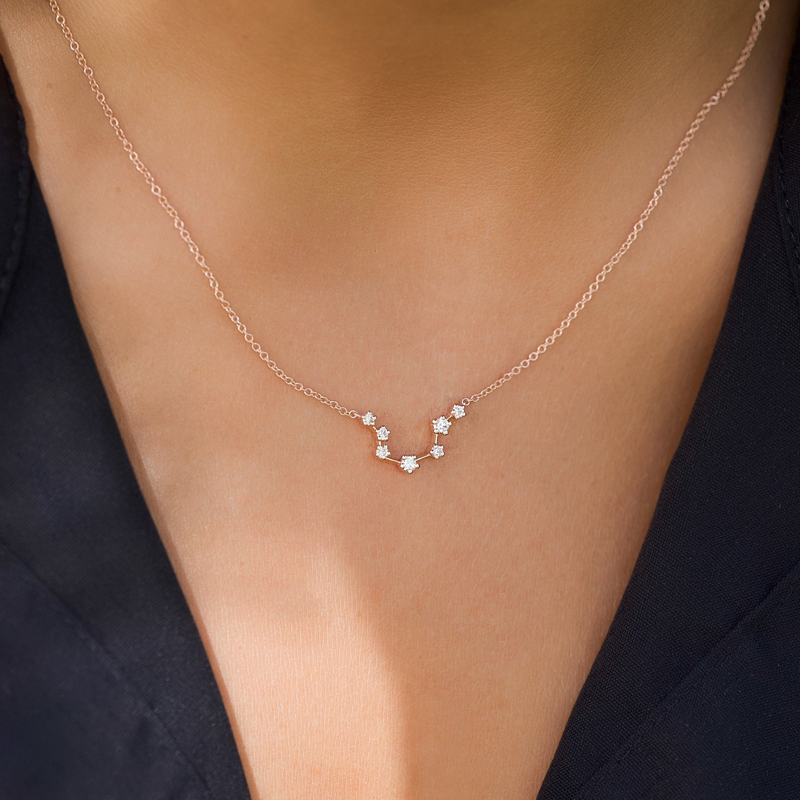 0.19 CT Round Leaf Pendant Lab Grown Diamond Necklace in Solid Gold