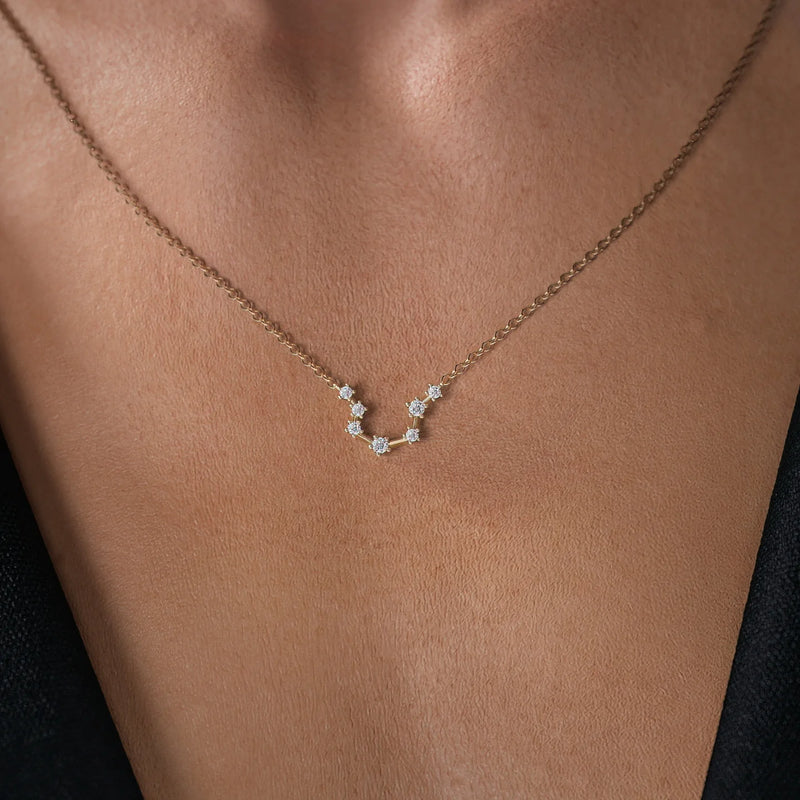0.19 CT Round Leaf Pendant Lab Grown Diamond Necklace in Solid Gold
