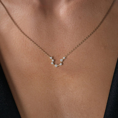 0.19 CT Round Leaf Pendant Lab Grown Diamond Necklace in Solid Gold