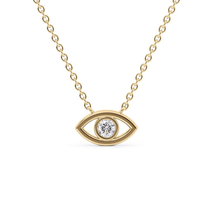 0.19 CT Round Leaf Pendant Lab Grown Diamond Necklace in Solid Gold