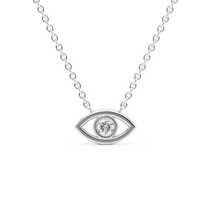 0.19 CT Round Leaf Pendant Lab Grown Diamond Necklace in Solid Gold