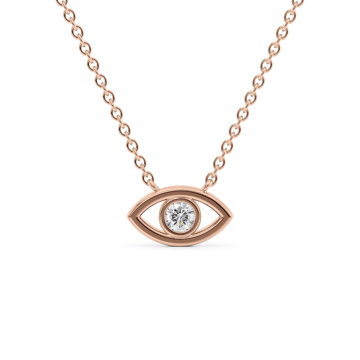 0.19 CT Round Leaf Pendant Lab Grown Diamond Necklace in Solid Gold