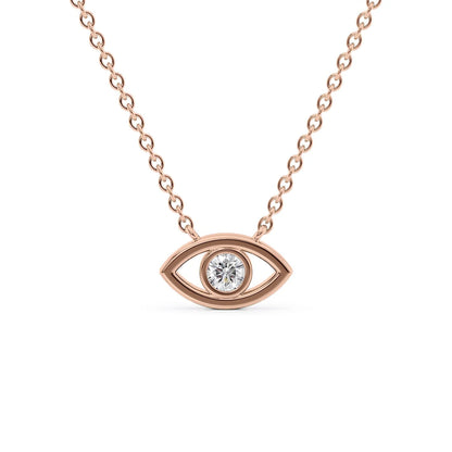 0.19 CT Round Leaf Pendant Lab Grown Diamond Necklace in Solid Gold