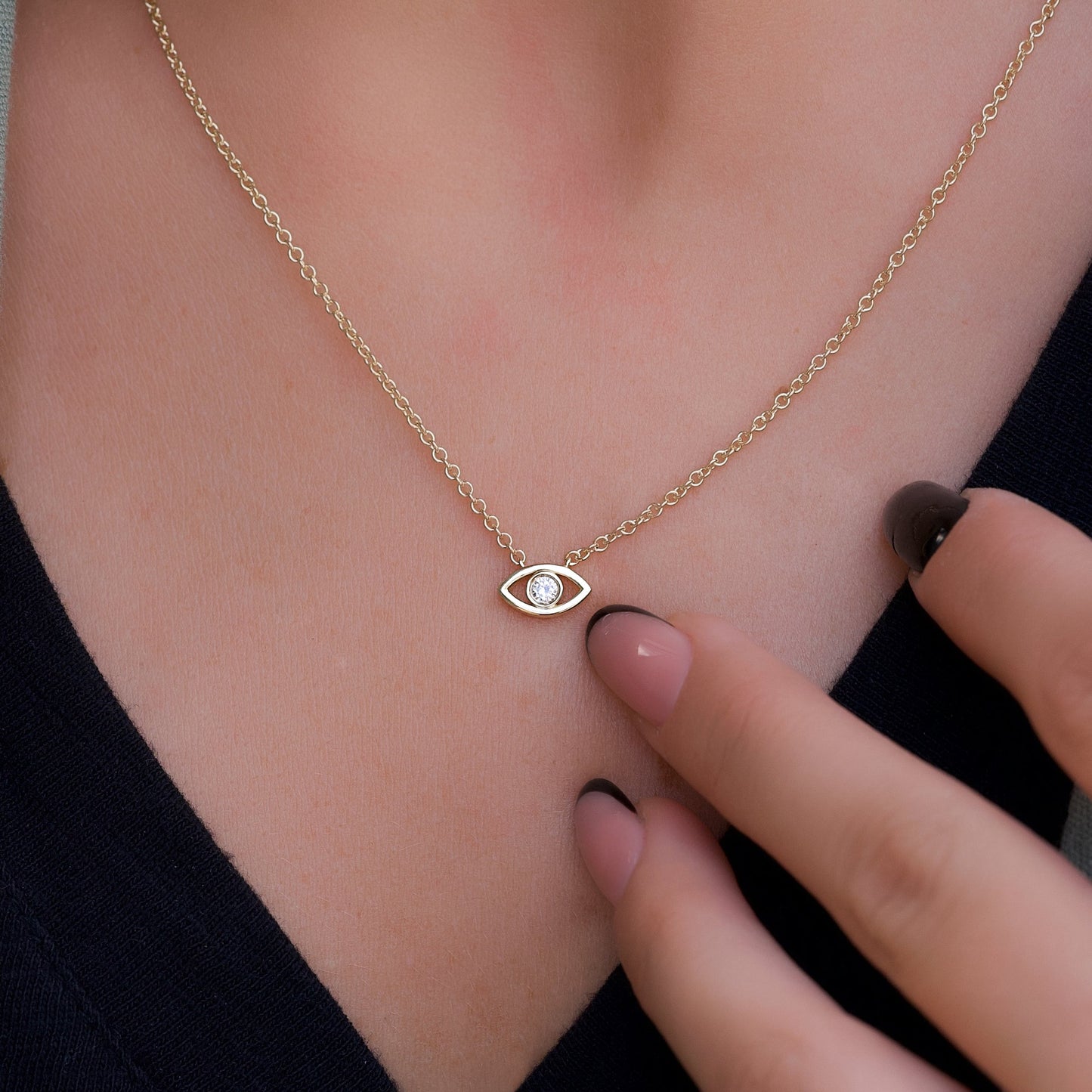 0.19 CT Round Leaf Pendant Lab Grown Diamond Necklace in Solid Gold
