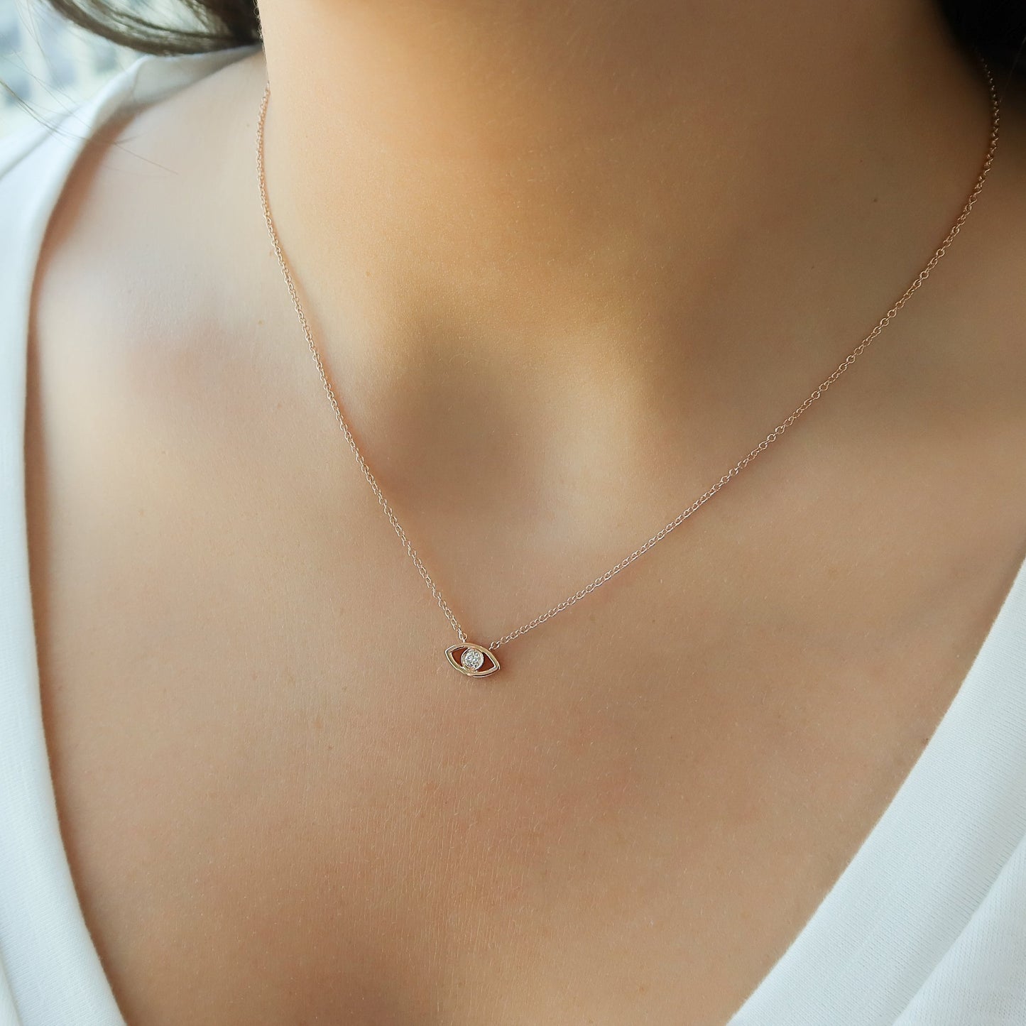 0.19 CT Round Leaf Pendant Lab Grown Diamond Necklace in Solid Gold