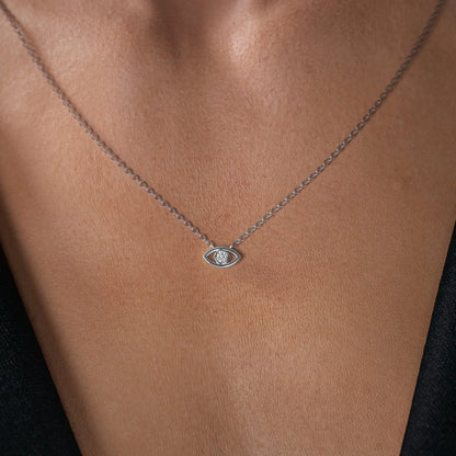 0.19 CT Round Leaf Pendant Lab Grown Diamond Necklace in Solid Gold