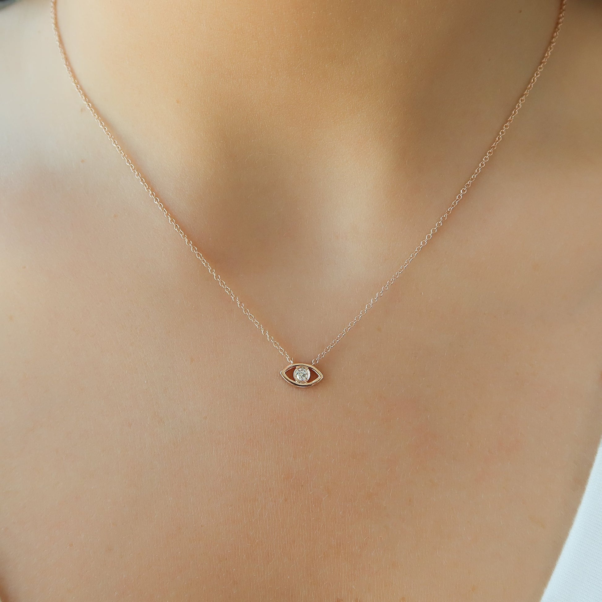 0.19 CT Round Leaf Pendant Lab Grown Diamond Necklace in Solid Gold