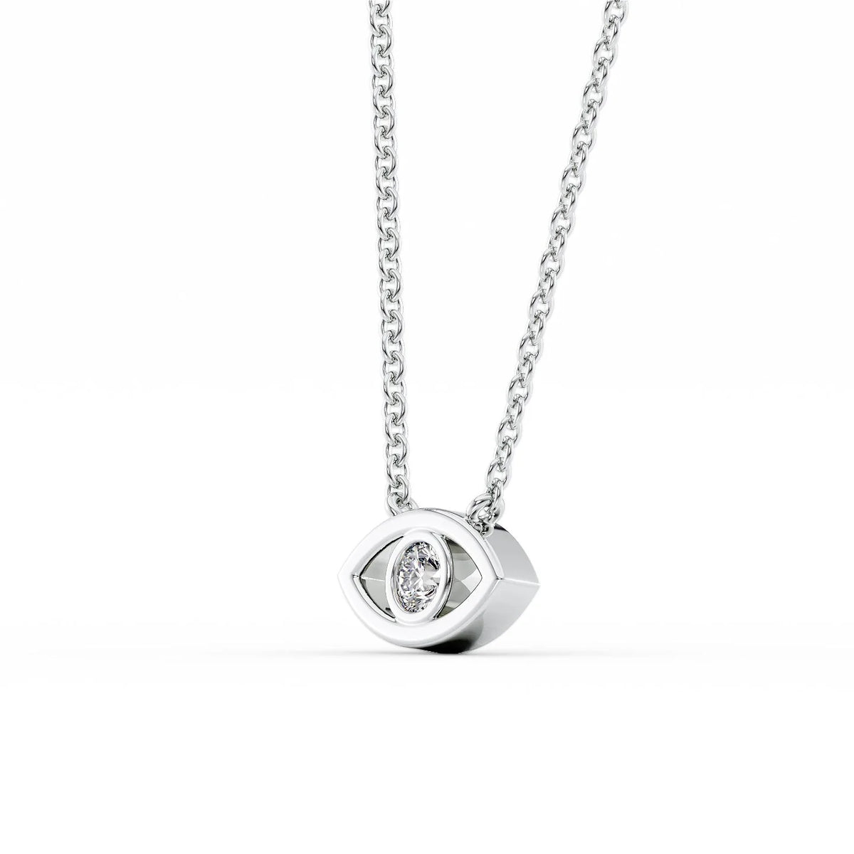0.19 CT Round Leaf Pendant Lab Grown Diamond Necklace in Solid Gold