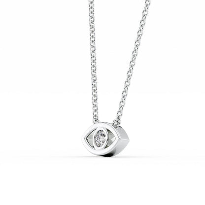 0.19 CT Round Leaf Pendant Lab Grown Diamond Necklace in Solid Gold