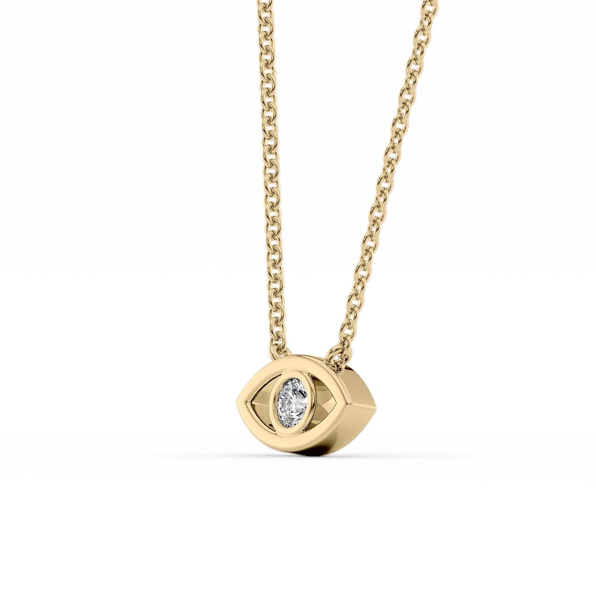 0.19 CT Round Leaf Pendant Lab Grown Diamond Necklace in Solid Gold