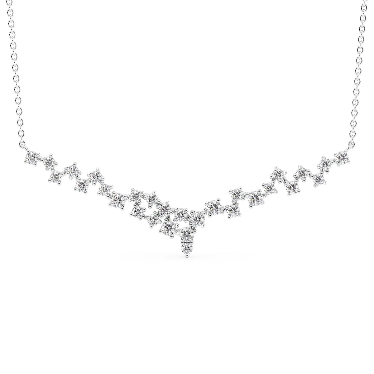 0.19 CT Round Leaf Pendant Lab Grown Diamond Necklace in Solid Gold