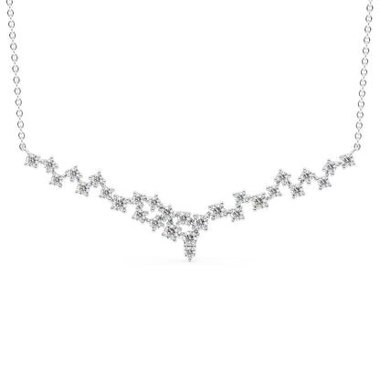 0.19 CT Round Leaf Pendant Lab Grown Diamond Necklace in Solid Gold