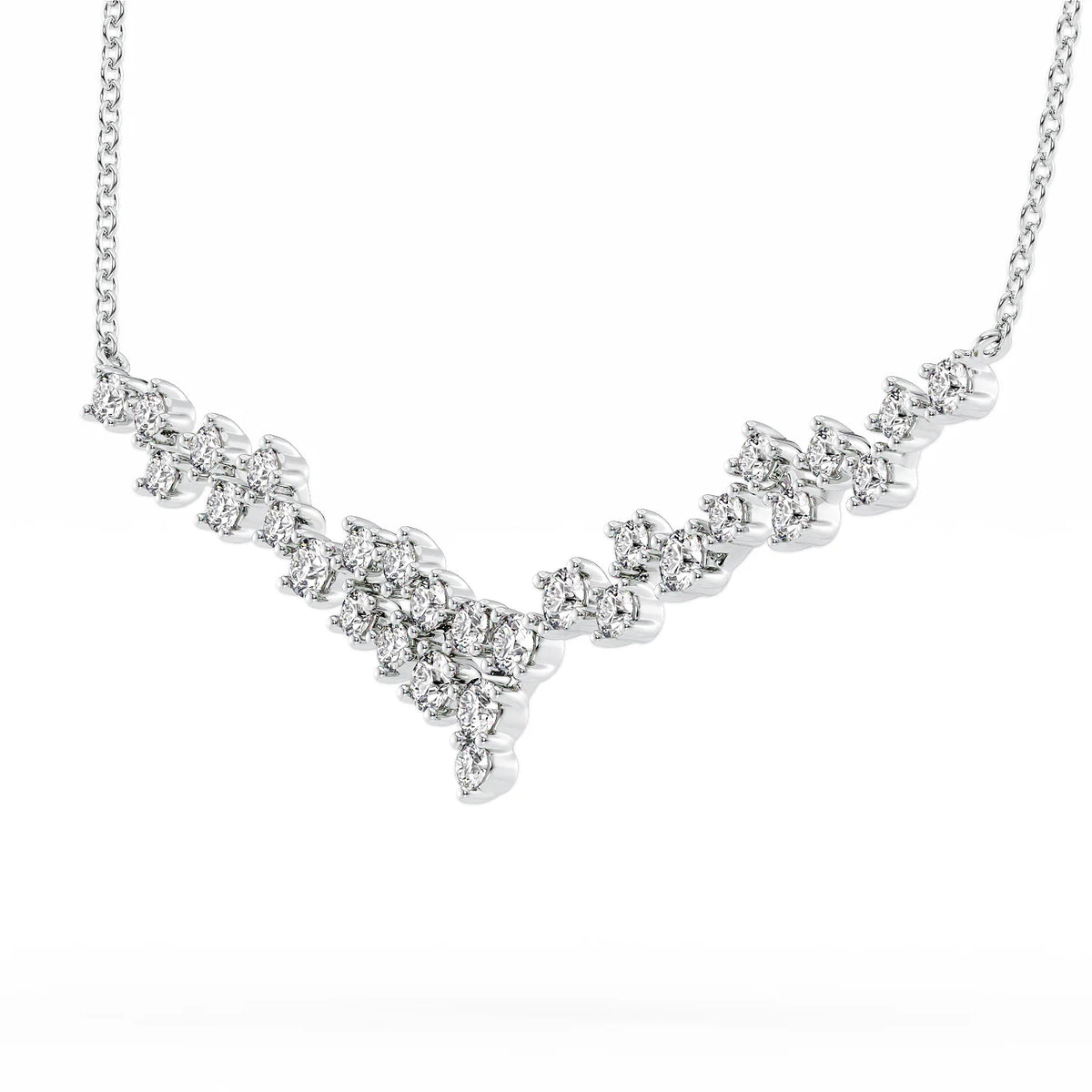 0.19 CT Round Leaf Pendant Lab Grown Diamond Necklace in Solid Gold