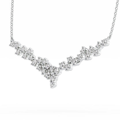 0.19 CT Round Leaf Pendant Lab Grown Diamond Necklace in Solid Gold