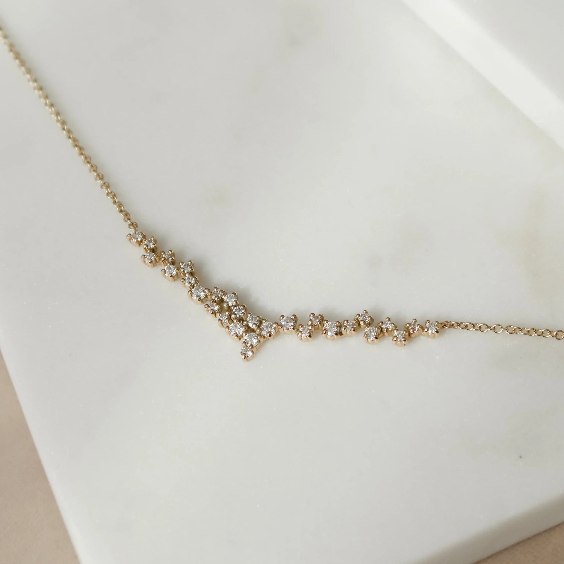 0.19 CT Round Leaf Pendant Lab Grown Diamond Necklace in Solid Gold