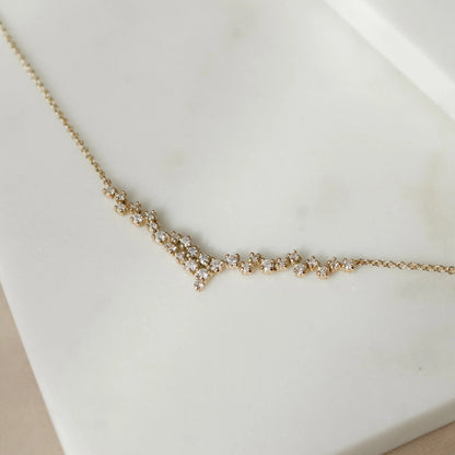 0.19 CT Round Leaf Pendant Lab Grown Diamond Necklace in Solid Gold