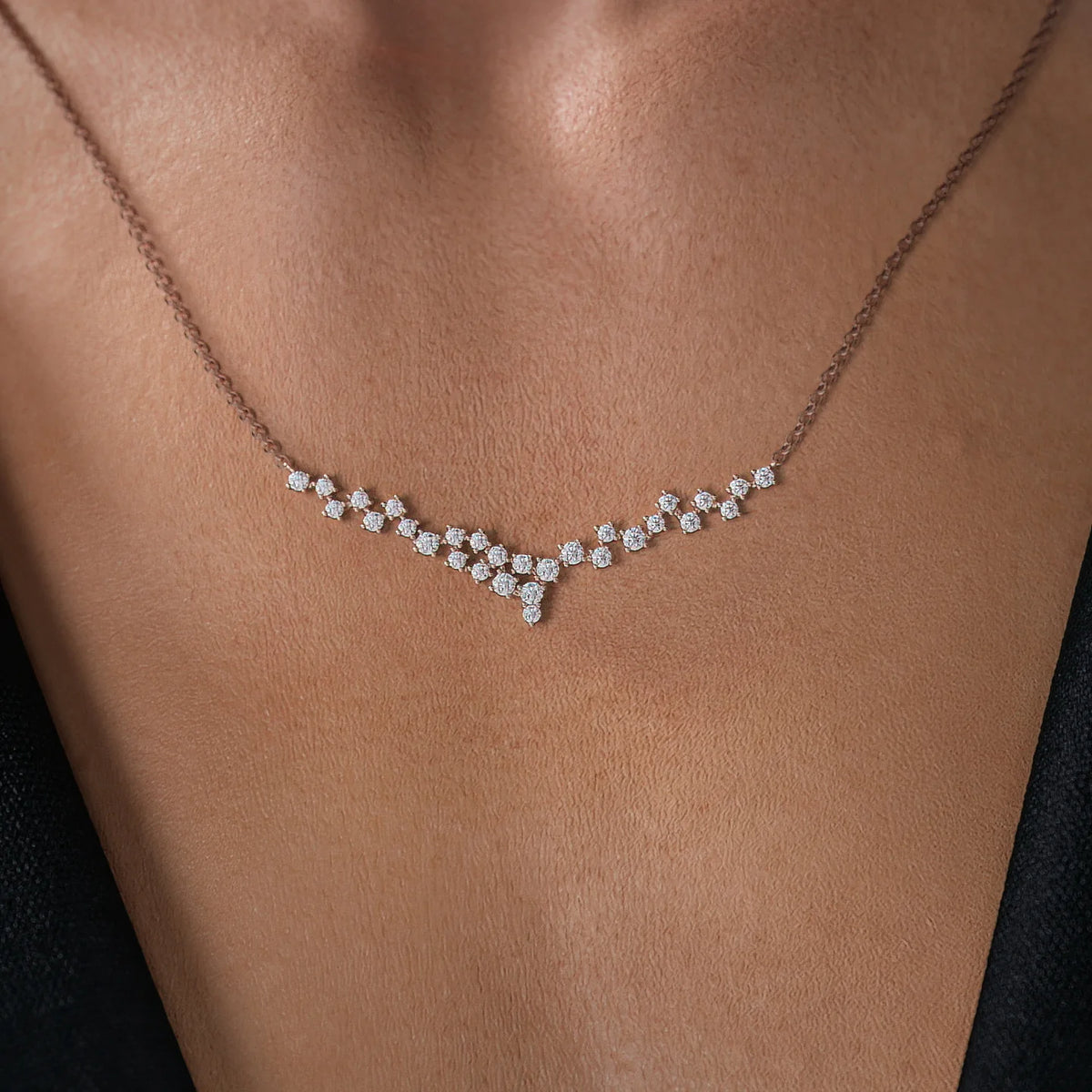 0.19 CT Round Leaf Pendant Lab Grown Diamond Necklace in Solid Gold
