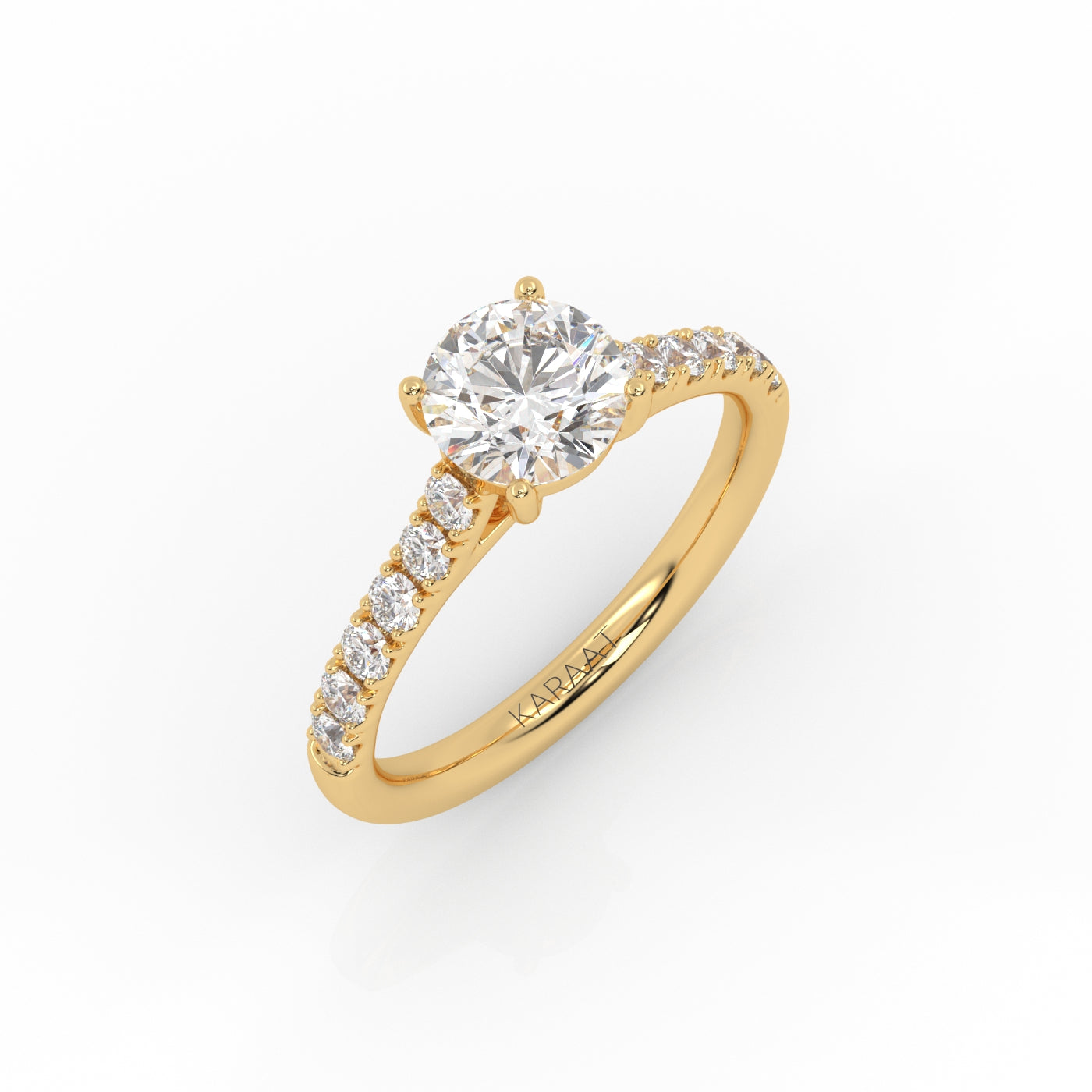 Round Halo, Pave & Split Shank Engagement Ring – 1.93 CT Lab Grown Diamond