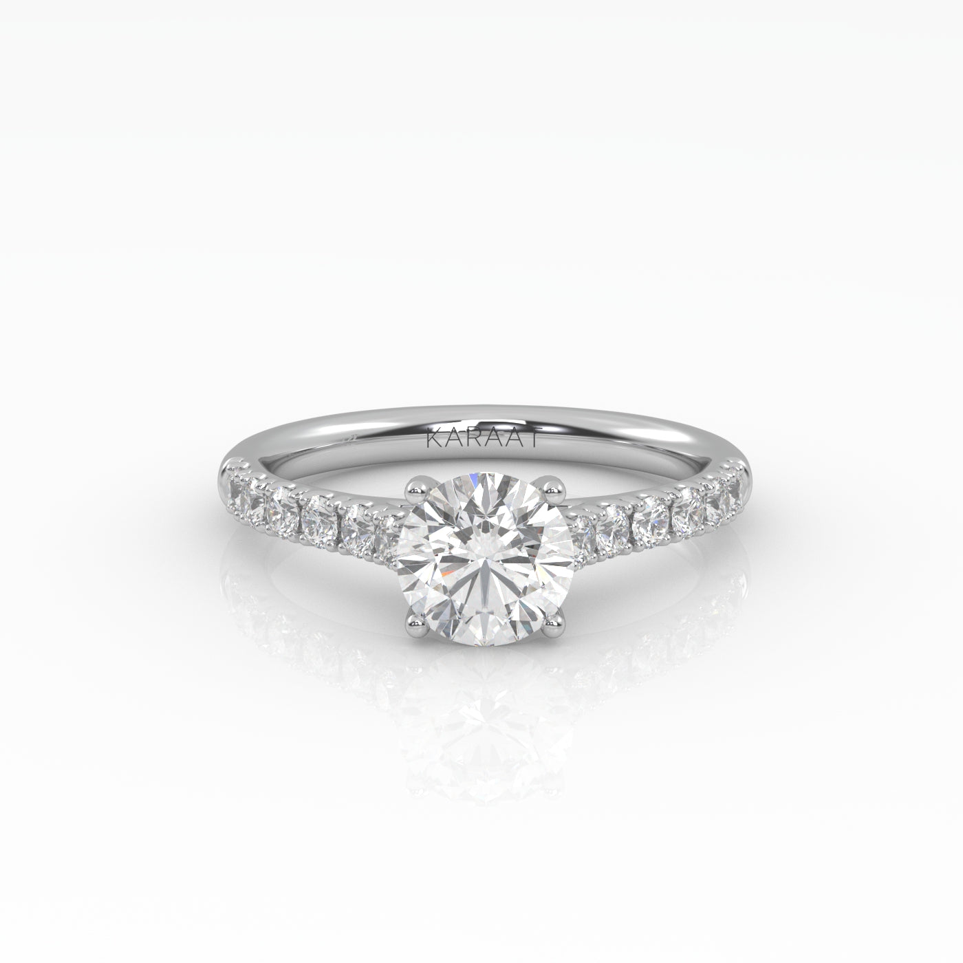 Round Halo, Pave & Split Shank Engagement Ring – 1.93 CT Lab Grown Diamond