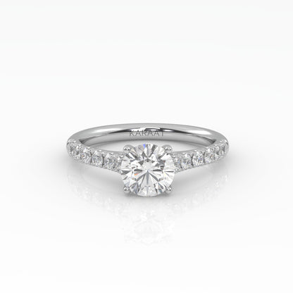 Round Halo, Pave & Split Shank Engagement Ring – 1.93 CT Lab Grown Diamond