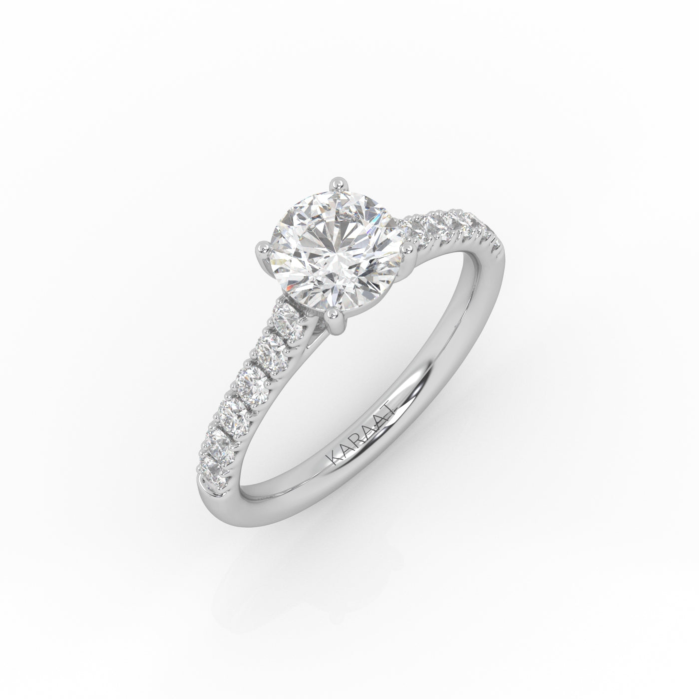 Round Halo, Pave & Split Shank Engagement Ring – 1.93 CT Lab Grown Diamond