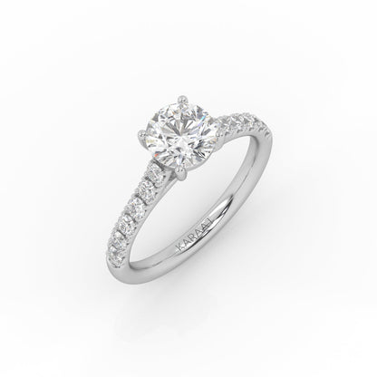 Round Halo, Pave & Split Shank Engagement Ring – 1.93 CT Lab Grown Diamond
