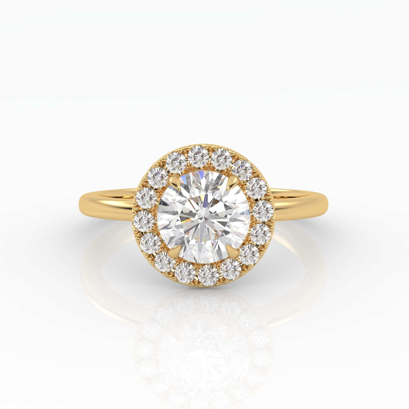 Round Halo, Pave & Split Shank Engagement Ring – 1.93 CT Lab Grown Diamond