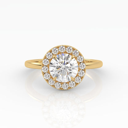 Round Halo, Pave & Split Shank Engagement Ring – 1.93 CT Lab Grown Diamond