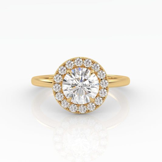 Round Halo, Pave & Split Shank Engagement Ring – 1.93 CT Lab Grown Diamond