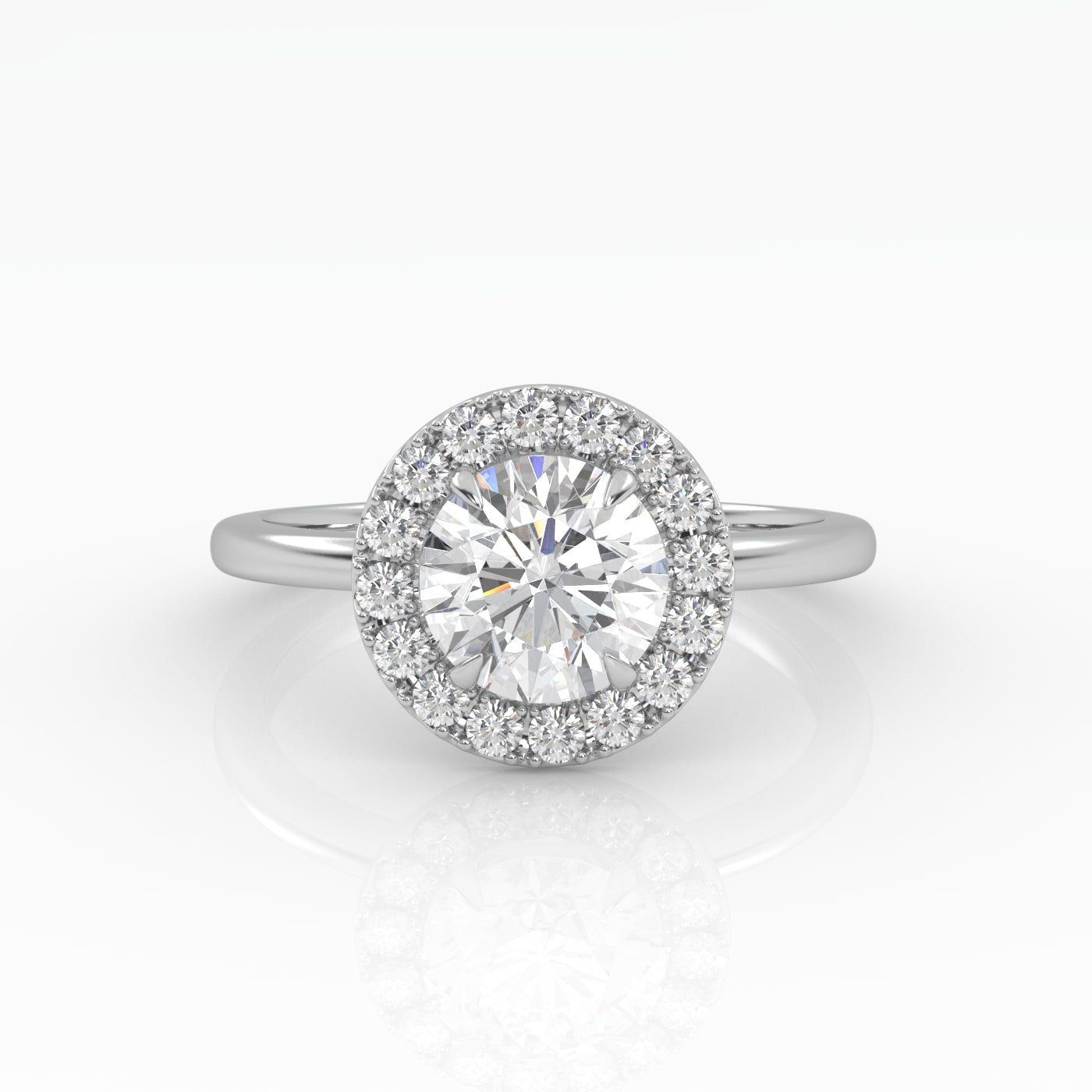 Round Halo, Pave & Split Shank Engagement Ring – 1.93 CT Lab Grown Diamond