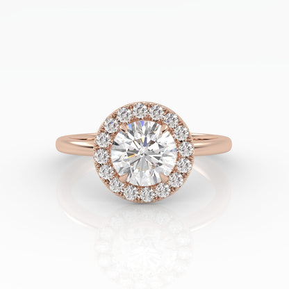 Round Halo, Pave & Split Shank Engagement Ring – 1.93 CT Lab Grown Diamond