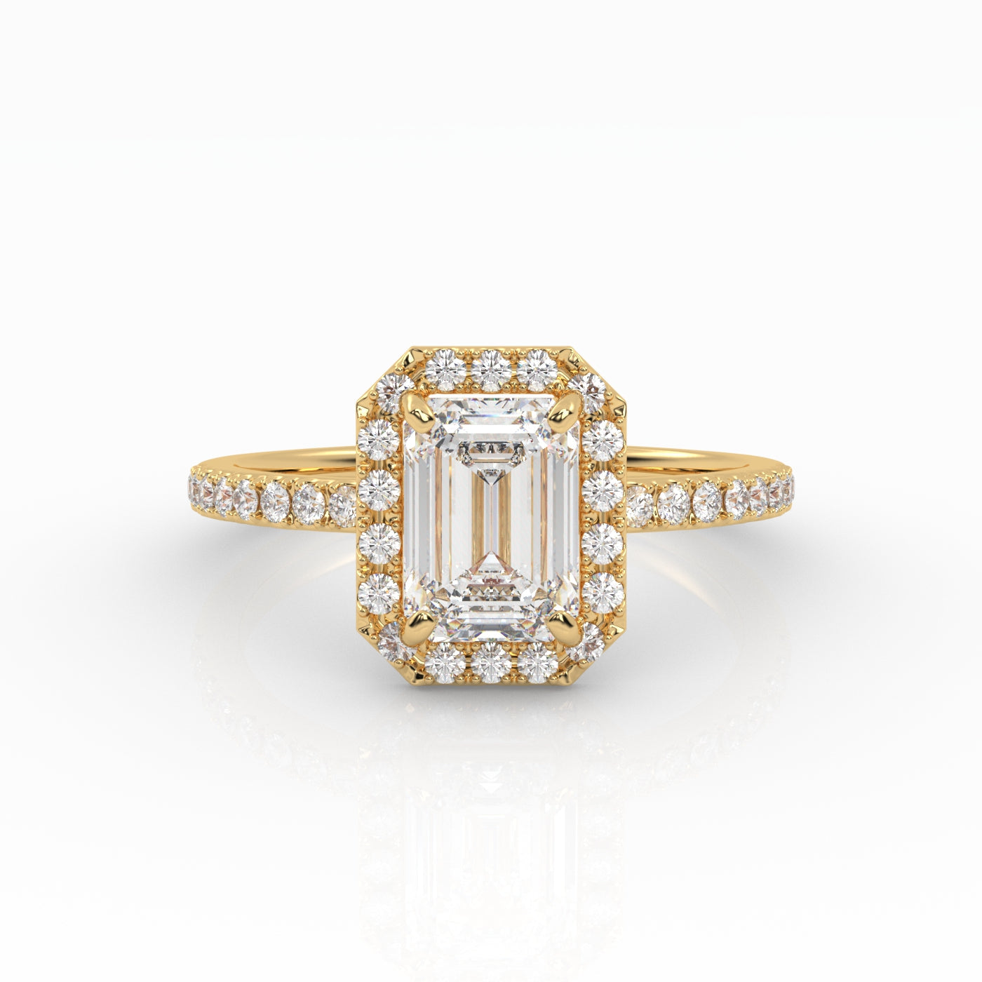 Round Halo, Pave & Split Shank Engagement Ring – 1.93 CT Lab Grown Diamond