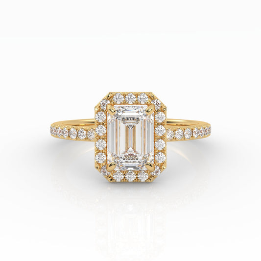 Round Halo, Pave & Split Shank Engagement Ring – 1.93 CT Lab Grown Diamond