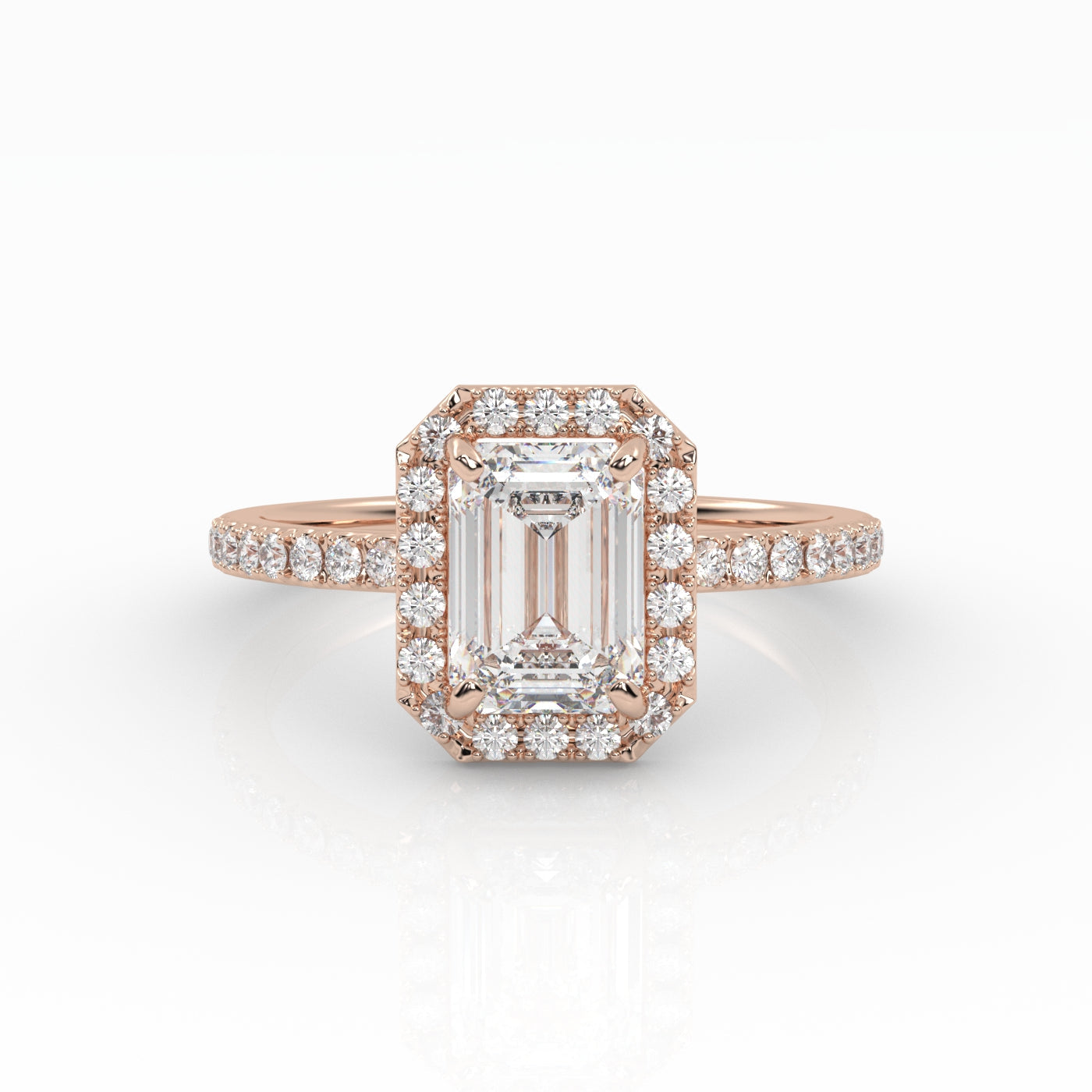 Round Halo, Pave & Split Shank Engagement Ring – 1.93 CT Lab Grown Diamond