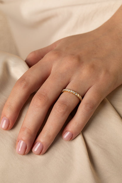 0.2 TCW Round Diamond Curved Pave DEF/VVS Lab Grown Wedding Band
