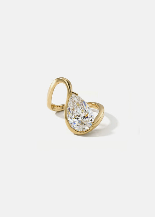 Moval Swirl Semi Pave Engagement Ring – 2.5 CT Lab Grown Diamond