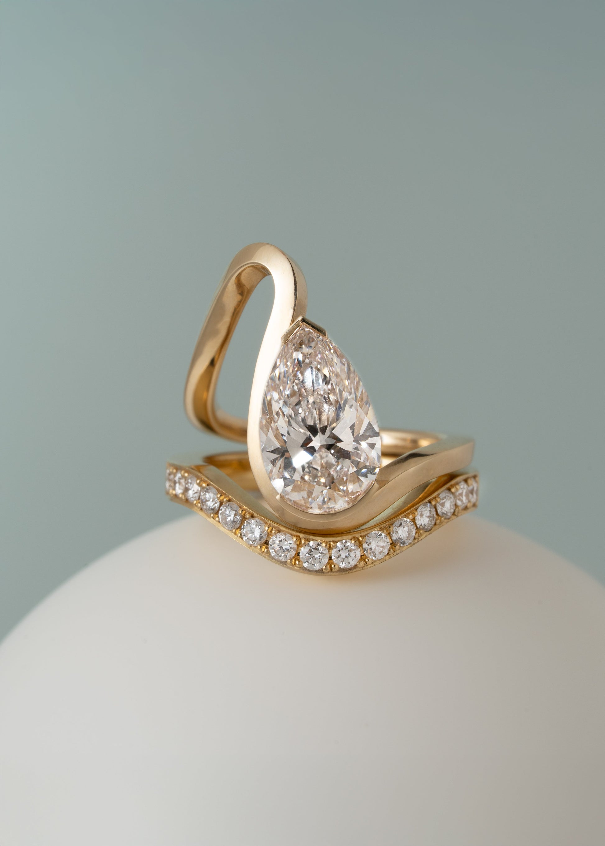 Moval Swirl Semi Pave Engagement Ring – 2.5 CT Lab Grown Diamond
