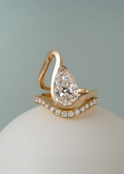 Moval Swirl Semi Pave Engagement Ring – 2.5 CT Lab Grown Diamond