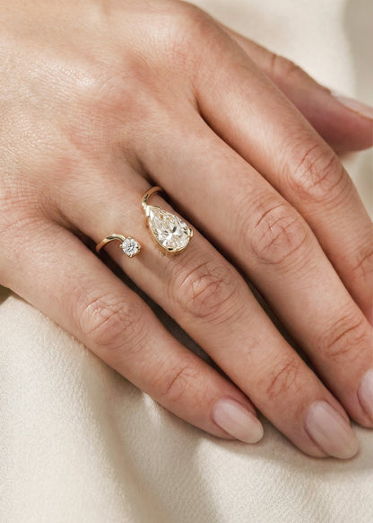 Moval Swirl Semi Pave Engagement Ring – 2.5 CT Lab Grown Diamond