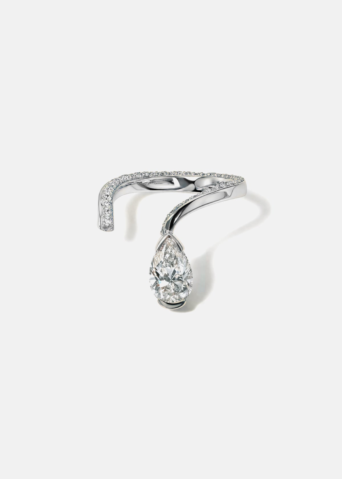 Moval Swirl Semi Pave Engagement Ring – 2.5 CT Lab Grown Diamond