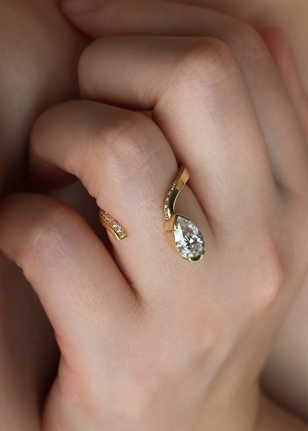 Moval Swirl Semi Pave Engagement Ring – 2.5 CT Lab Grown Diamond