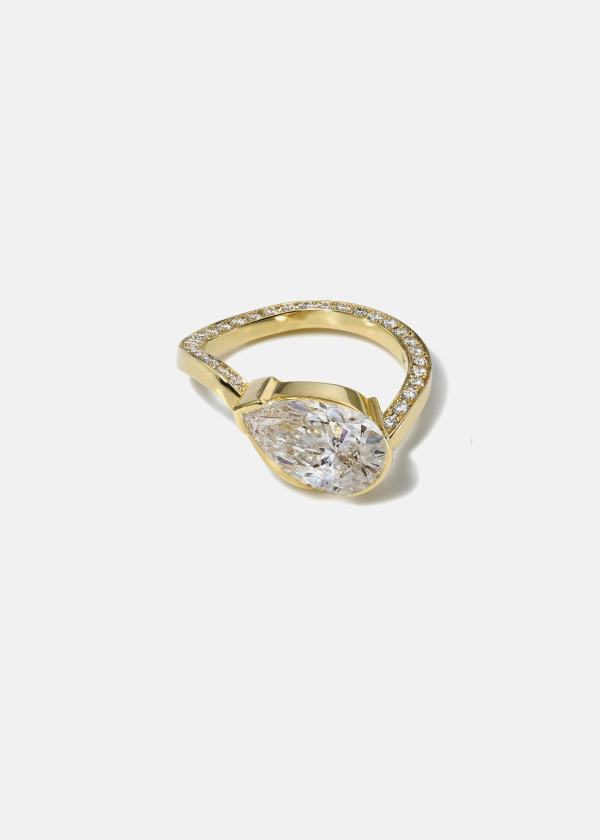 Moval Swirl Semi Pave Engagement Ring – 2.5 CT Lab Grown Diamond