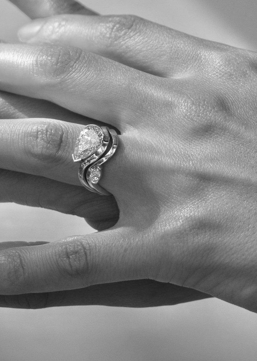 Moval Swirl Semi Pave Engagement Ring – 2.5 CT Lab Grown Diamond