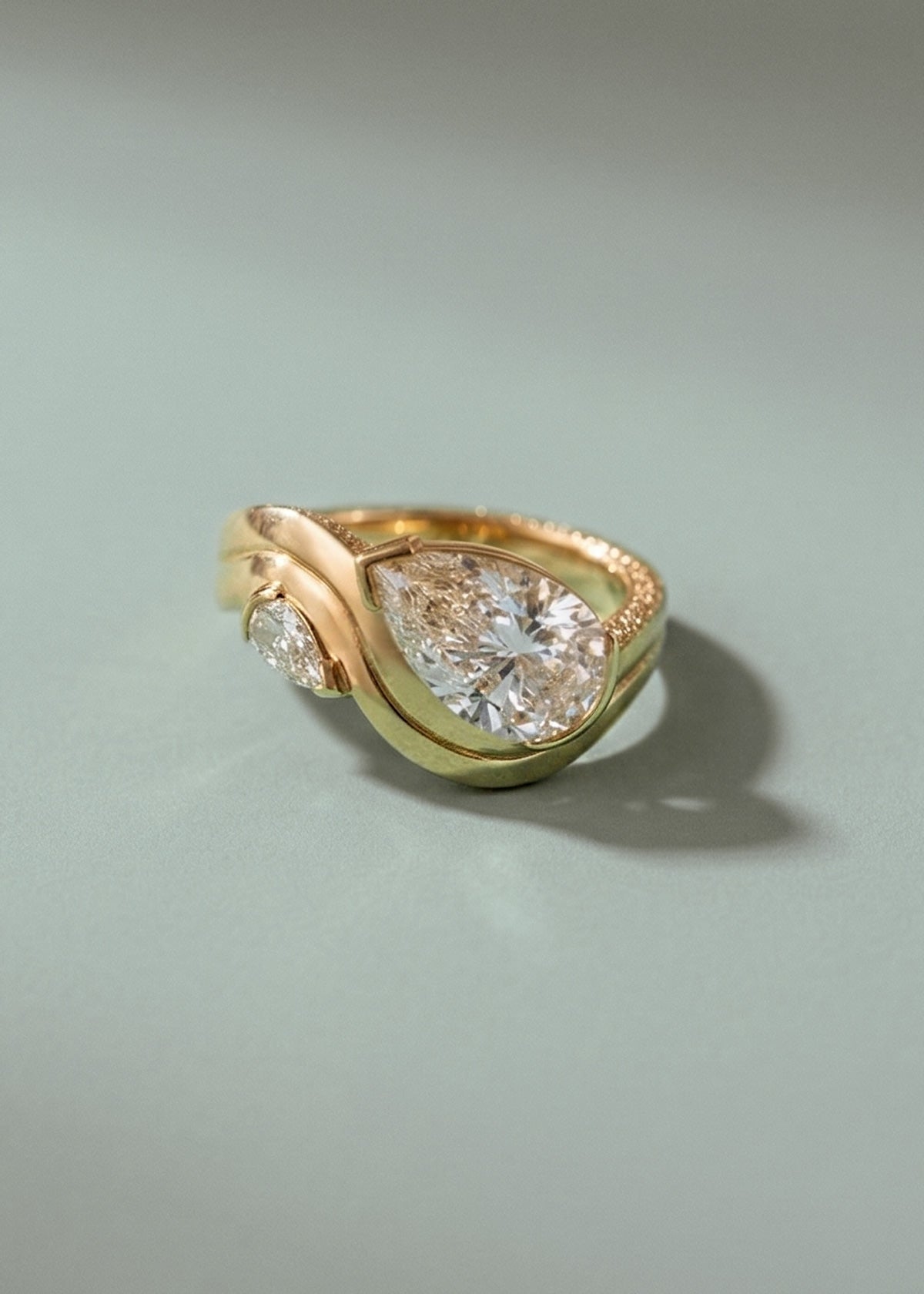 Moval Swirl Semi Pave Engagement Ring – 2.5 CT Lab Grown Diamond