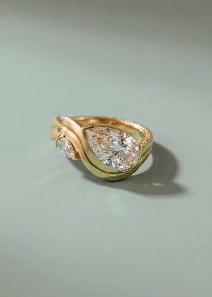 Moval Swirl Semi Pave Engagement Ring – 2.5 CT Lab Grown Diamond