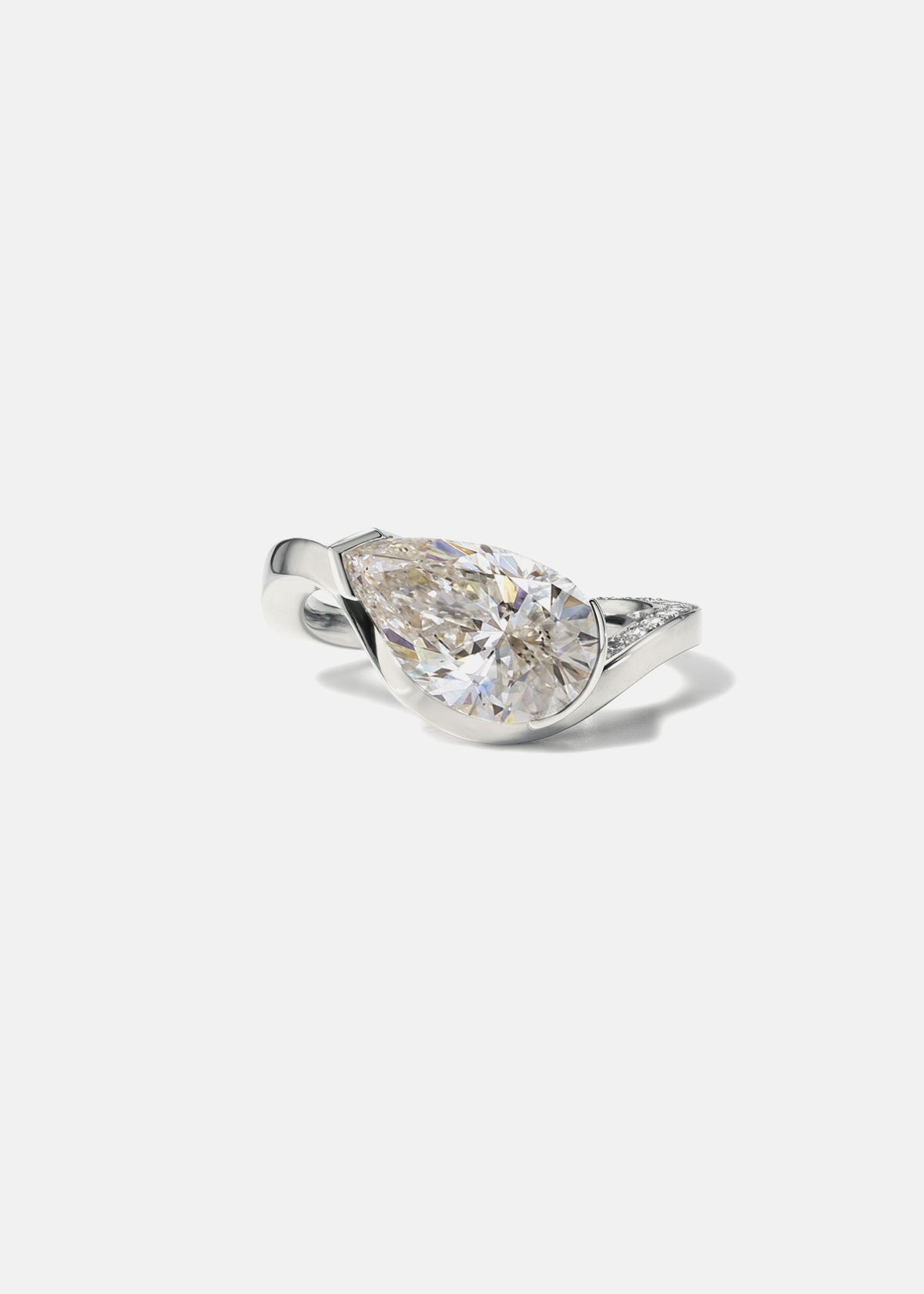 Moval Swirl Semi Pave Engagement Ring – 2.5 CT Lab Grown Diamond