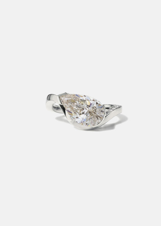 Moval Swirl Semi Pave Engagement Ring – 2.5 CT Lab Grown Diamond